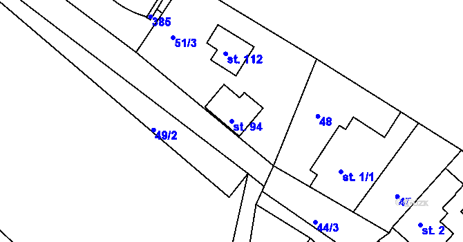 Parcela st. 94 v KÚ Jenštejn, Katastrální mapa