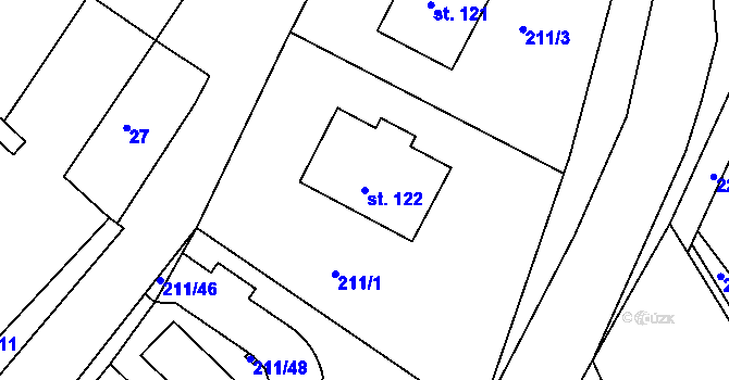 Parcela st. 122 v KÚ Jenštejn, Katastrální mapa