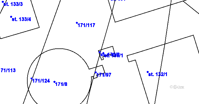 Parcela st. 135/2 v KÚ Jenštejn, Katastrální mapa