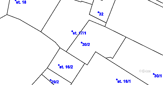 Parcela st. 30/2 v KÚ Jenštejn, Katastrální mapa