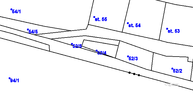 Parcela st. 52/4 v KÚ Jenštejn, Katastrální mapa