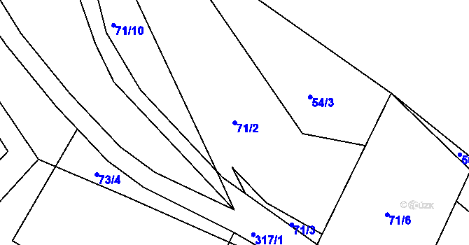 Parcela st. 71/2 v KÚ Jenštejn, Katastrální mapa