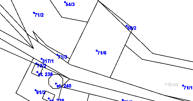 Parcela st. 71/6 v KÚ Jenštejn, Katastrální mapa