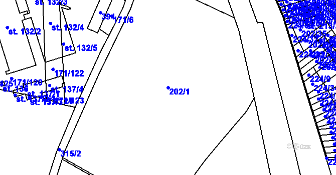 Parcela st. 202/1 v KÚ Jenštejn, Katastrální mapa