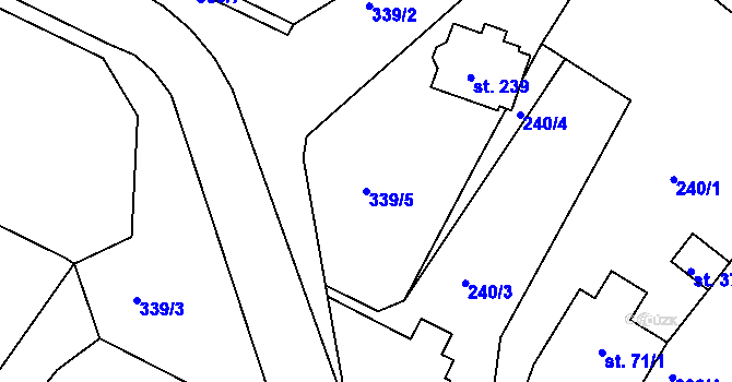 Parcela st. 339/5 v KÚ Jenštejn, Katastrální mapa
