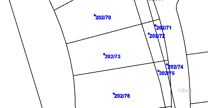 Parcela st. 202/73 v KÚ Jenštejn, Katastrální mapa