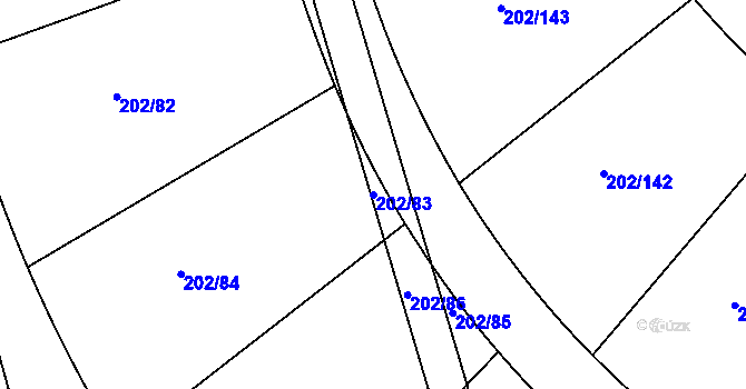 Parcela st. 202/83 v KÚ Jenštejn, Katastrální mapa