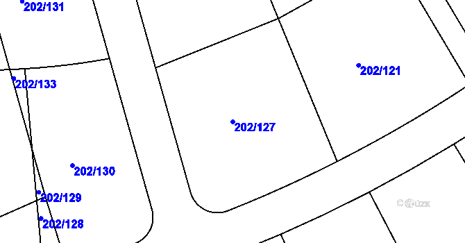 Parcela st. 202/127 v KÚ Jenštejn, Katastrální mapa