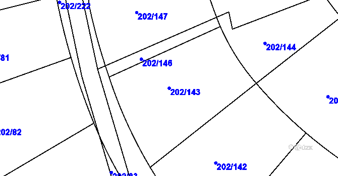 Parcela st. 202/143 v KÚ Jenštejn, Katastrální mapa
