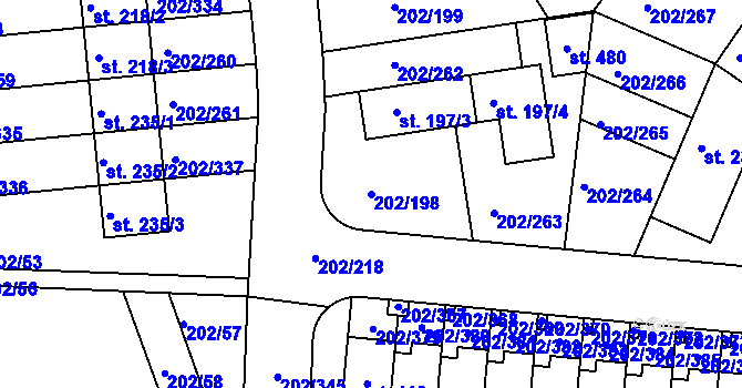 Parcela st. 202/198 v KÚ Jenštejn, Katastrální mapa