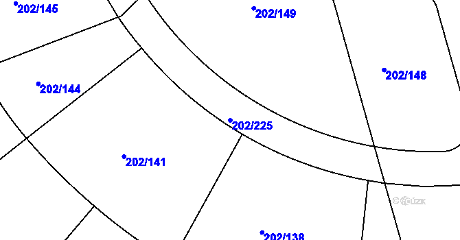 Parcela st. 202/225 v KÚ Jenštejn, Katastrální mapa