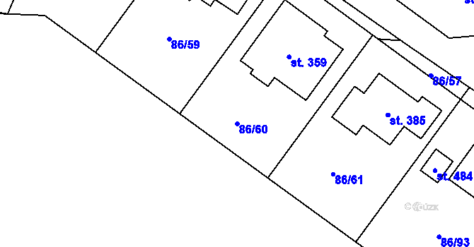 Parcela st. 86/60 v KÚ Jenštejn, Katastrální mapa