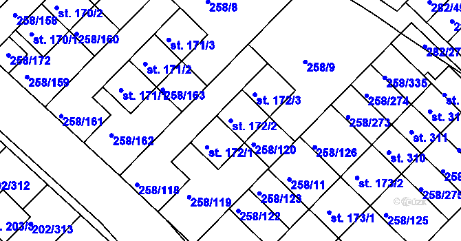 Parcela st. 172/2 v KÚ Jenštejn, Katastrální mapa