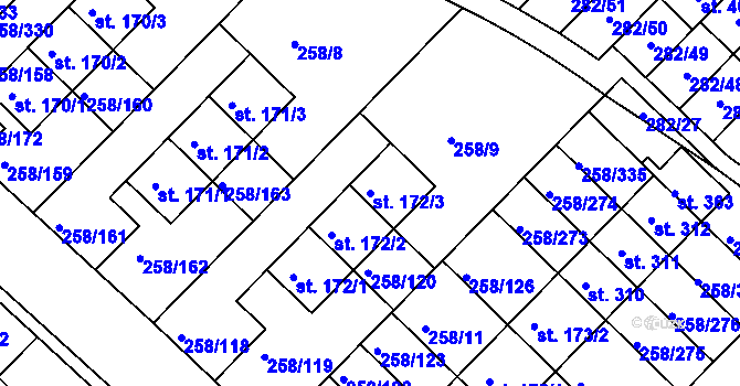 Parcela st. 172/3 v KÚ Jenštejn, Katastrální mapa