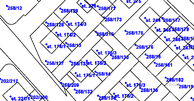 Parcela st. 175/3 v KÚ Jenštejn, Katastrální mapa