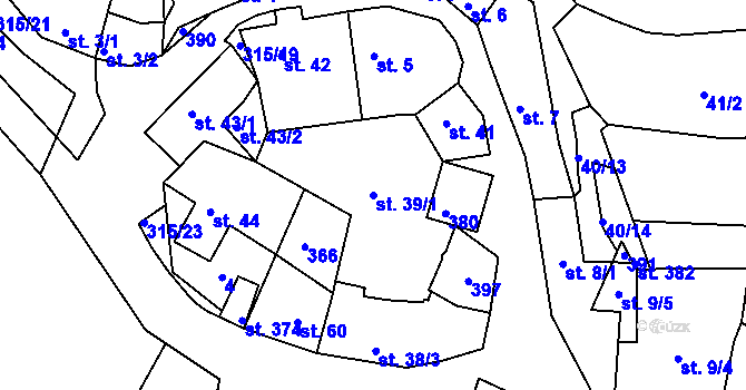 Parcela st. 39/1 v KÚ Jenštejn, Katastrální mapa
