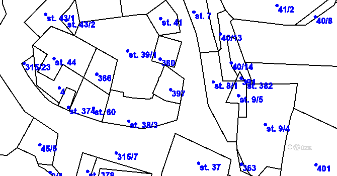 Parcela st. 39/2 v KÚ Jenštejn, Katastrální mapa