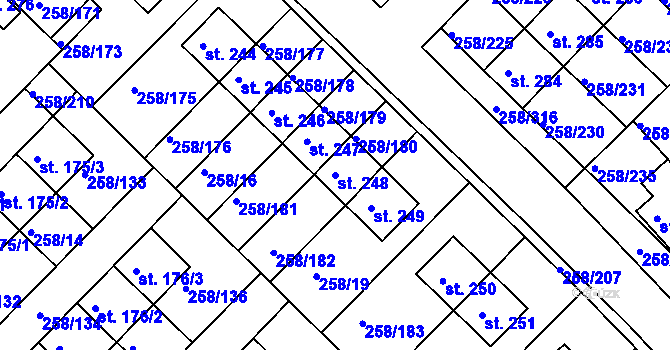 Parcela st. 248 v KÚ Jenštejn, Katastrální mapa