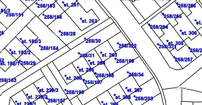 Parcela st. 263 v KÚ Jenštejn, Katastrální mapa