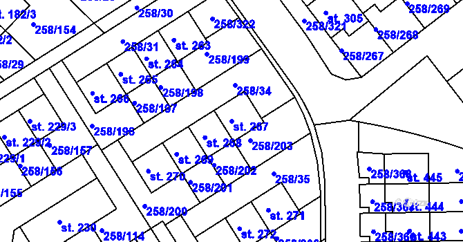 Parcela st. 267 v KÚ Jenštejn, Katastrální mapa