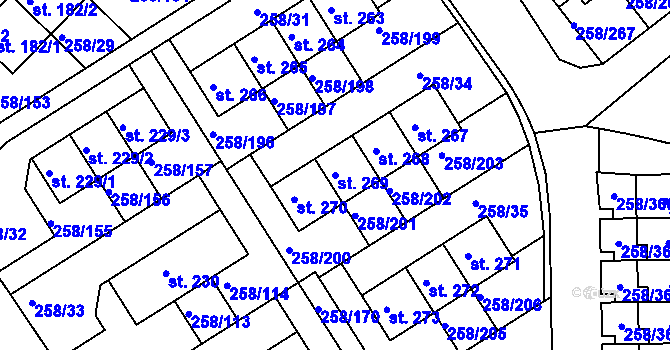 Parcela st. 269 v KÚ Jenštejn, Katastrální mapa