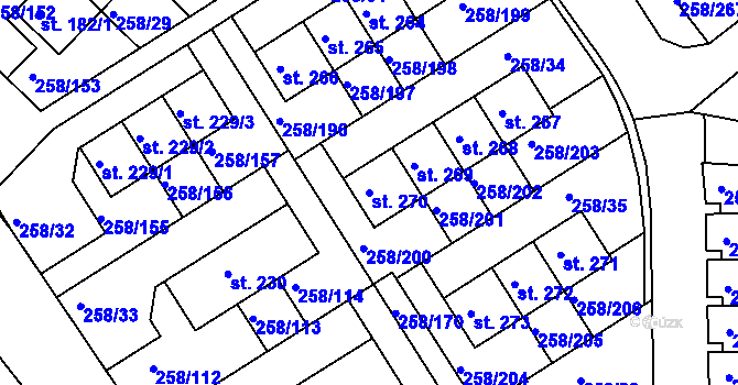 Parcela st. 270 v KÚ Jenštejn, Katastrální mapa