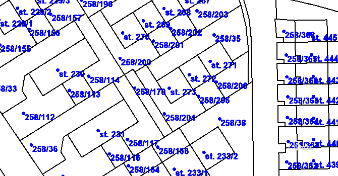 Parcela st. 273 v KÚ Jenštejn, Katastrální mapa