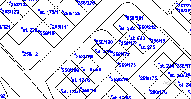 Parcela st. 276 v KÚ Jenštejn, Katastrální mapa