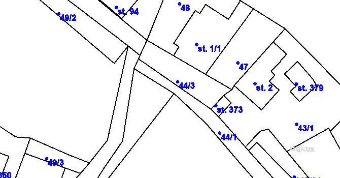 Parcela st. 44/5 v KÚ Jenštejn, Katastrální mapa