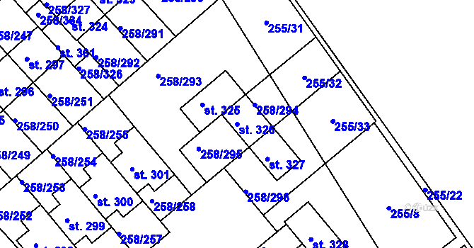 Parcela st. 326 v KÚ Jenštejn, Katastrální mapa