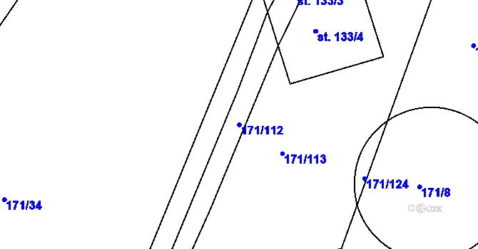 Parcela st. 171/112 v KÚ Jenštejn, Katastrální mapa