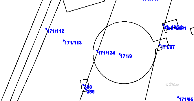 Parcela st. 171/124 v KÚ Jenštejn, Katastrální mapa