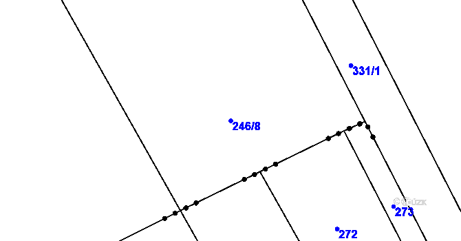 Parcela st. 246/8 v KÚ Jenštejn, Katastrální mapa