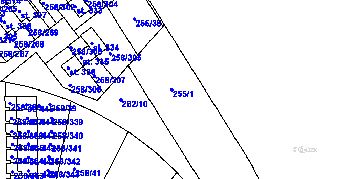 Parcela st. 255/1 v KÚ Jenštejn, Katastrální mapa