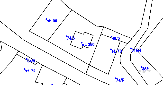 Parcela st. 350 v KÚ Jenštejn, Katastrální mapa