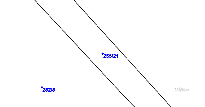 Parcela st. 255/21 v KÚ Jenštejn, Katastrální mapa