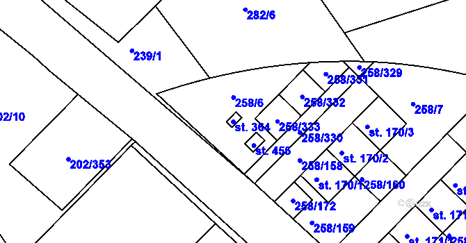 Parcela st. 364 v KÚ Jenštejn, Katastrální mapa