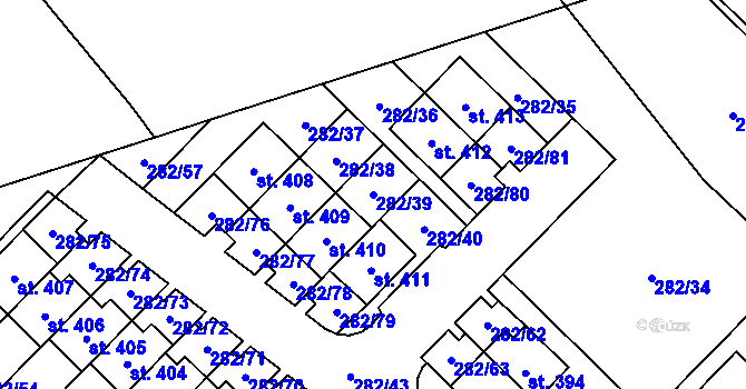 Parcela st. 282/39 v KÚ Jenštejn, Katastrální mapa