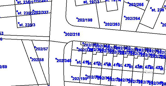 Parcela st. 202/367 v KÚ Jenštejn, Katastrální mapa