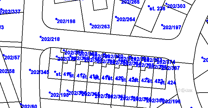 Parcela st. 202/370 v KÚ Jenštejn, Katastrální mapa