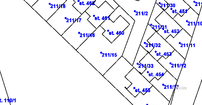 Parcela st. 211/15 v KÚ Jenštejn, Katastrální mapa