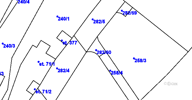 Parcela st. 282/60 v KÚ Jenštejn, Katastrální mapa