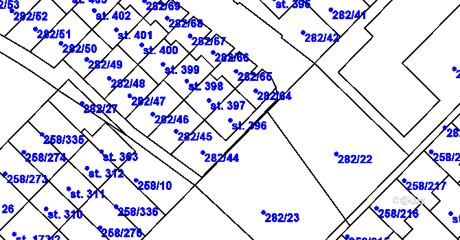 Parcela st. 396 v KÚ Jenštejn, Katastrální mapa