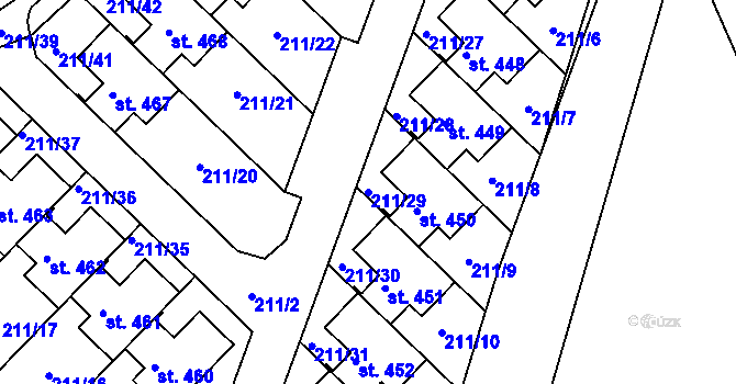 Parcela st. 211/29 v KÚ Jenštejn, Katastrální mapa