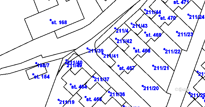 Parcela st. 211/41 v KÚ Jenštejn, Katastrální mapa