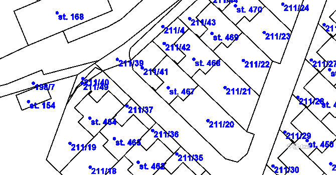 Parcela st. 467 v KÚ Jenštejn, Katastrální mapa