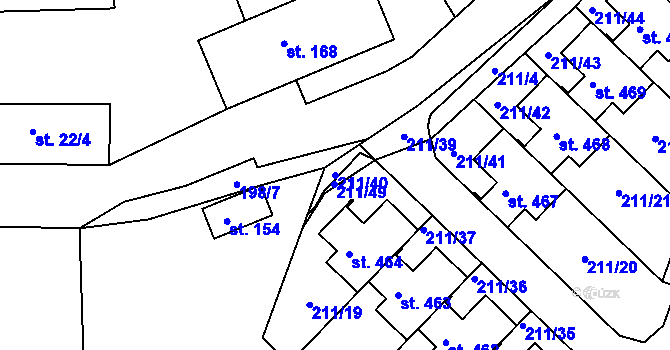 Parcela st. 211/40 v KÚ Jenštejn, Katastrální mapa