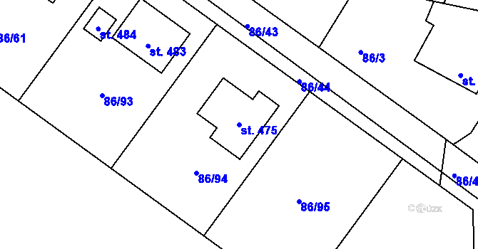 Parcela st. 475 v KÚ Jenštejn, Katastrální mapa