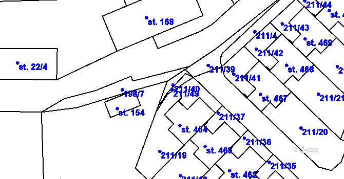 Parcela st. 211/49 v KÚ Jenštejn, Katastrální mapa