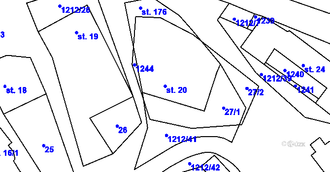 Parcela st. 20 v KÚ Jersín, Katastrální mapa